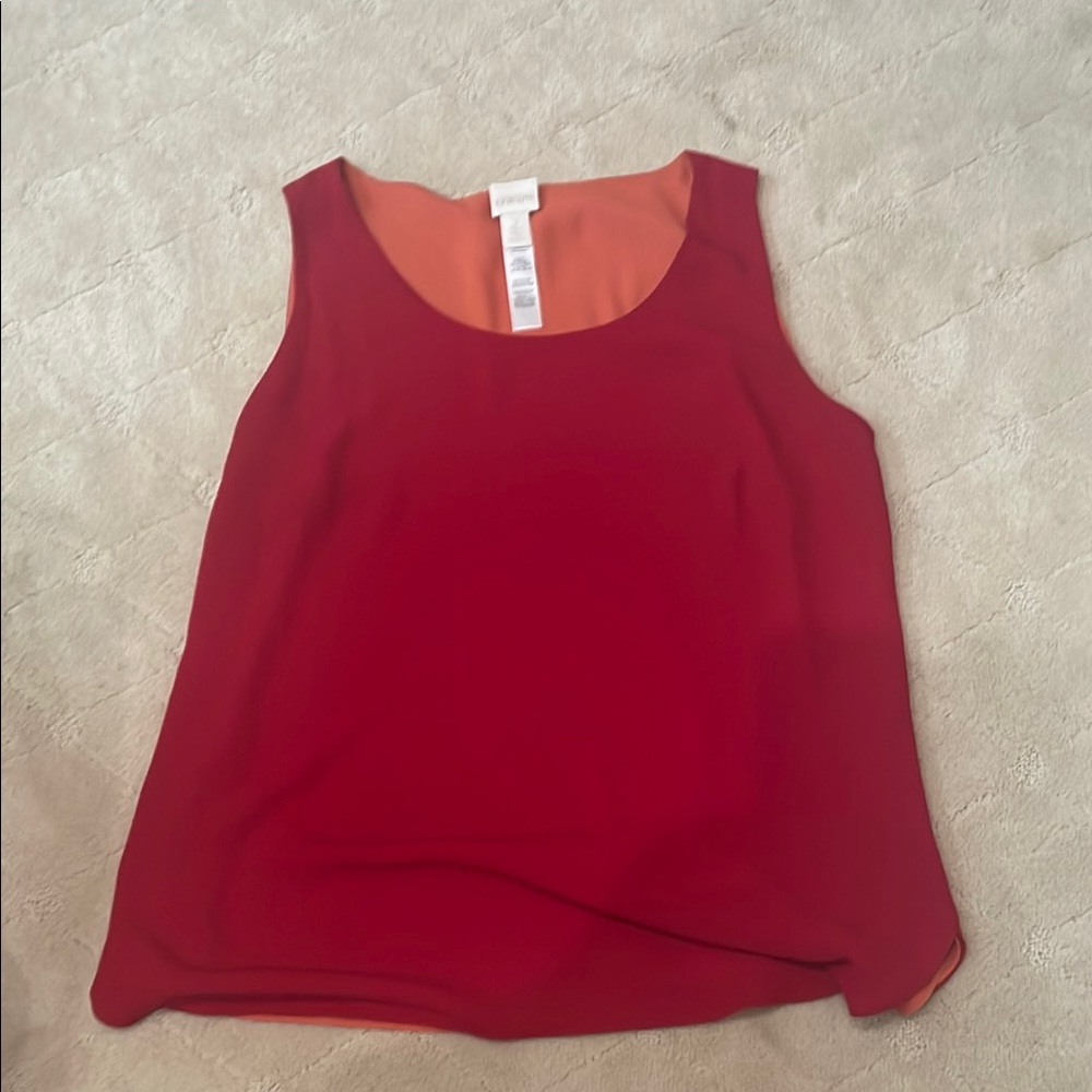 Chico's Red Sleeveless Tank Top reversible 
Red or Orange